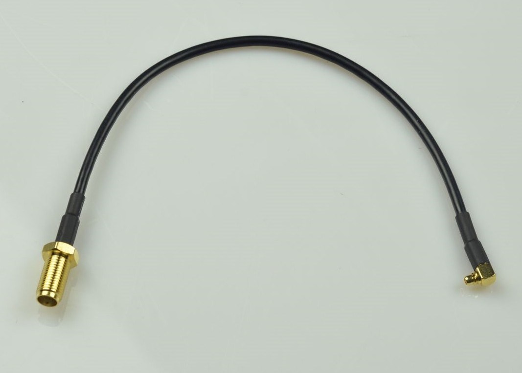 Black 50 ohm RF Cable Assembly With SMA Female To MMCX Male Connector