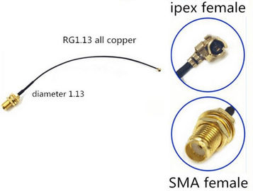 China U.FL To SMA Female RF Cable Assembly 50 ohm RF1.13 Cable supplier