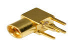 50Hz Jack MMCX Female Connector Right Angle Brass - Au Plating With PTFE Insulator supplier