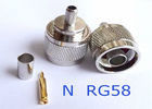 Brass RF Coaxial Connectors For RG58 Cable , Straight Crimp Connector N Male Plug supplier